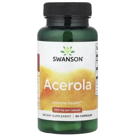 Ацерола, Вітамін С, 500 мг, Acerola, Swanson, 60 капсул: ціни та характеристики