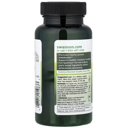 Джимнема Сільвестра, 400 мг, Full Spectrum Gymnema Sylvestre Leaf, Swanson, 100 веганських капсул: ціни та характеристики