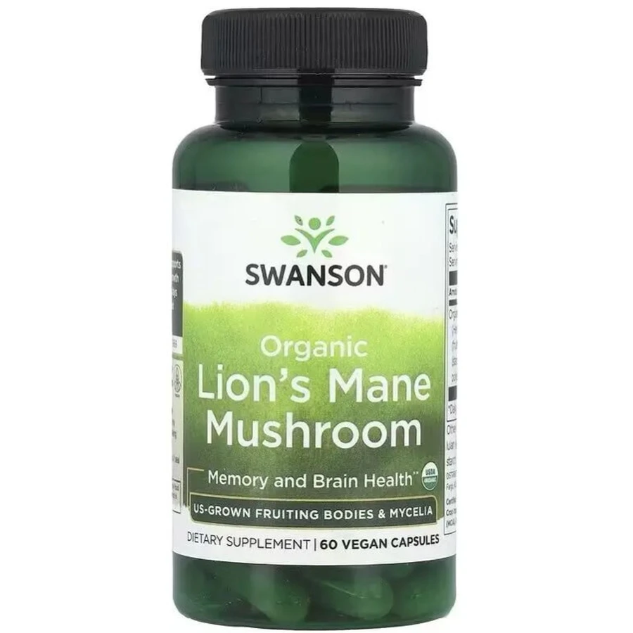 Їжовик гребінчастий, Organic Lion's Mane Mushroom, Swanson, 60 веганських капсул: ціни та характеристики