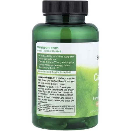 Каприловая кислота, 600 мг, Caprylic Acid, Swanson, 60 гелевых капсул: цены и характеристики