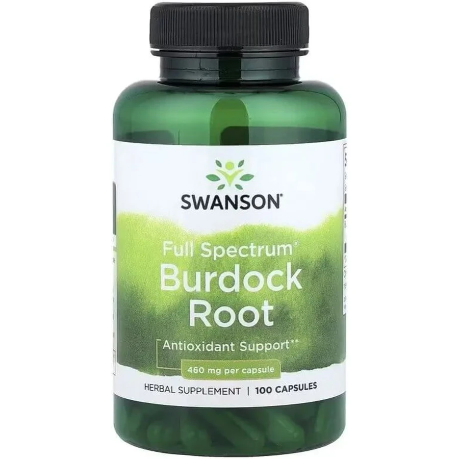 Корень лопуха, 460 мг, Full Spectrum Burdock Root, Swanson, 100 капсул: цены и характеристики
