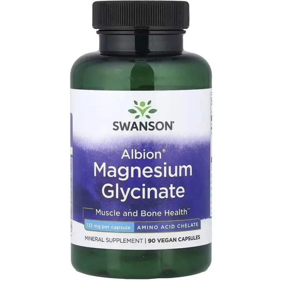 Магній гліцинат, 133 мг, Albion, Magnesium Glycinate, Swanson, 90 веганських капсул: ціни та характеристики