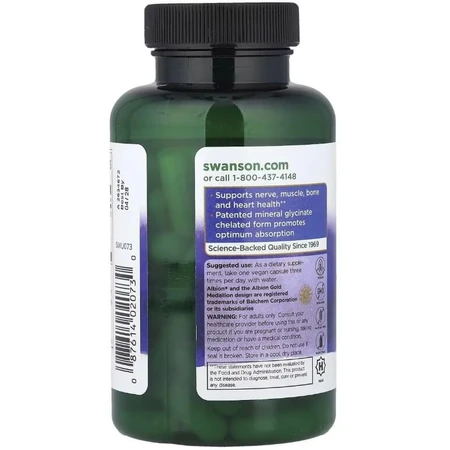 Магній гліцинат, 133 мг, Albion, Magnesium Glycinate, Swanson, 90 веганських капсул: ціни та характеристики
