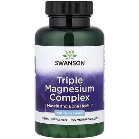 Магній потрійний комплекс, 400 мг, Triple Magnesium Complex, Swanson, 100 веганських капсул: ціни та характеристики