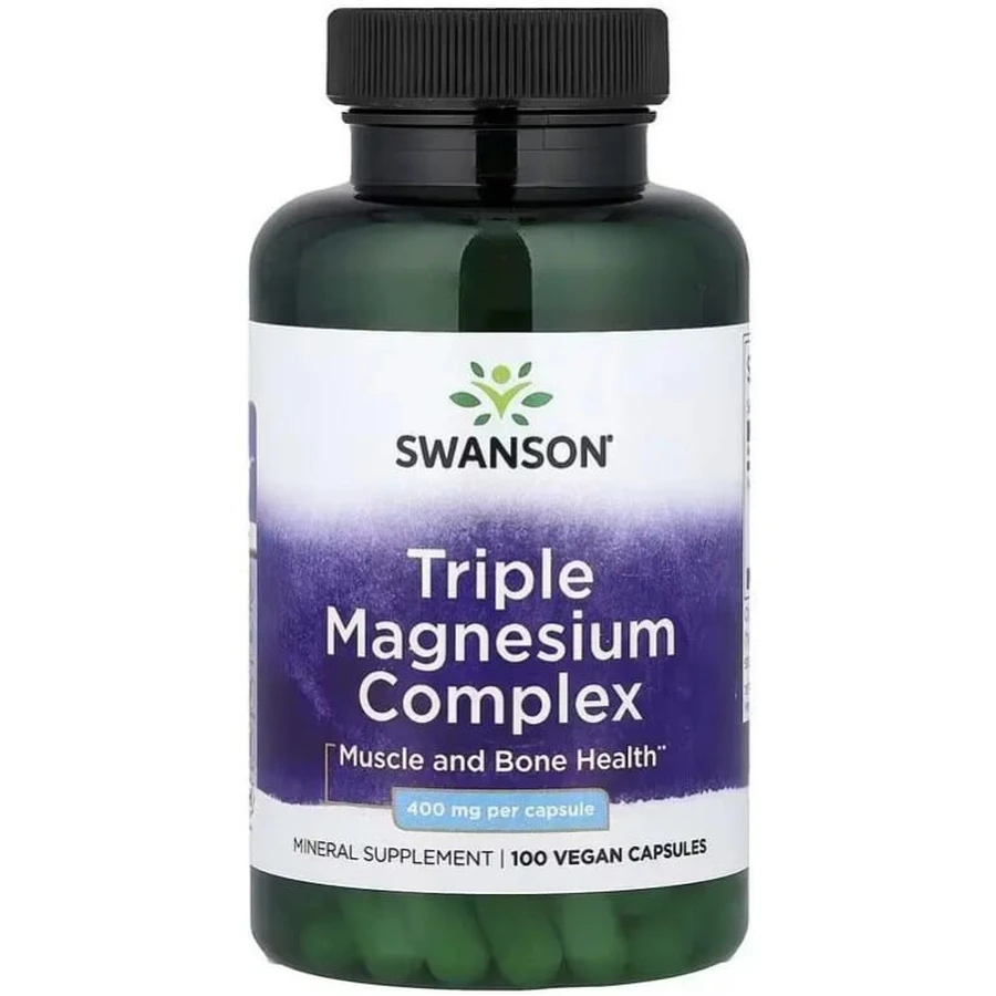 Магній потрійний комплекс, 400 мг, Triple Magnesium Complex, Swanson, 100 веганських капсул: ціни та характеристики