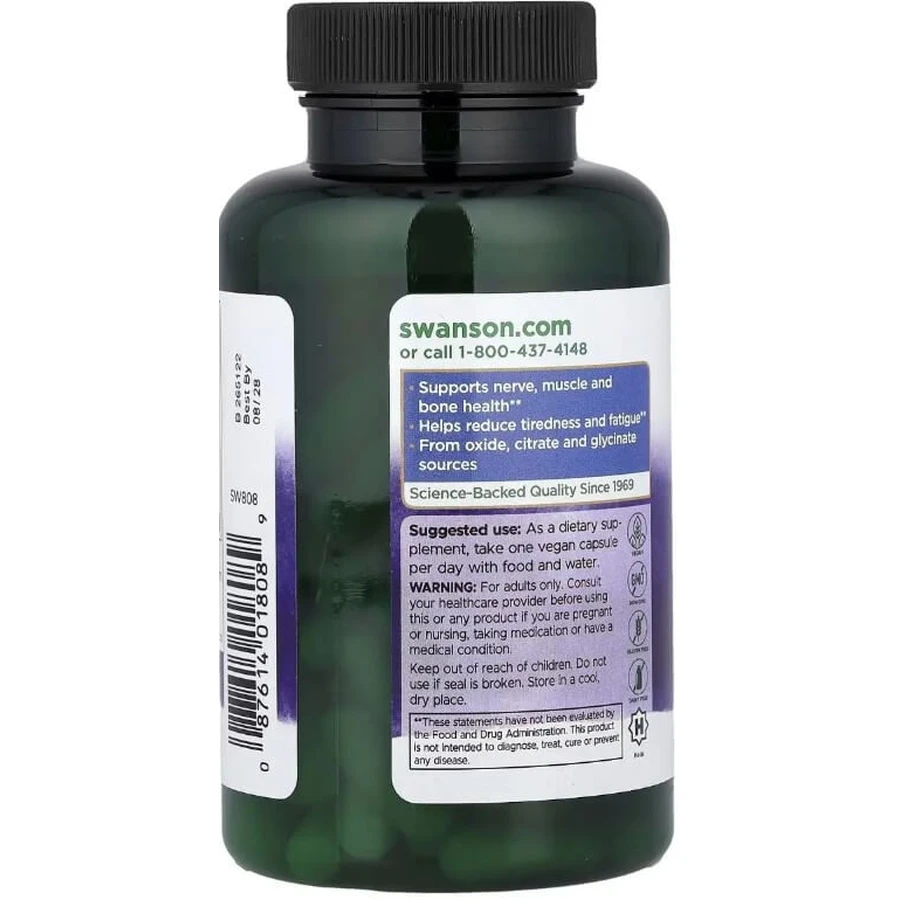 Магній потрійний комплекс, 400 мг, Triple Magnesium Complex, Swanson, 100 веганських капсул: ціни та характеристики