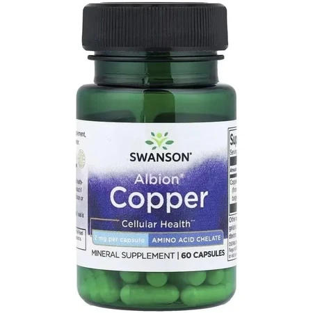 Мідь, 2 мг, Albion Copper, Swanson, 60 капсул: ціни та характеристики