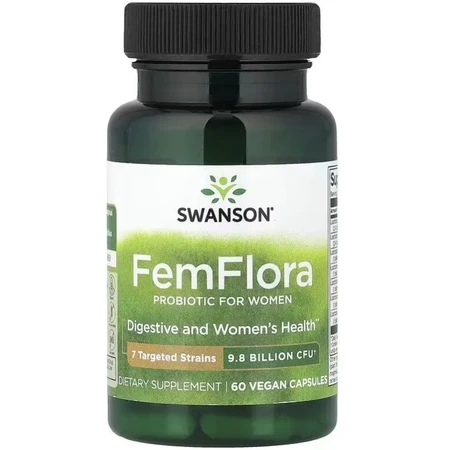 Пробіотик для жінок, 9,8 млрд КУО, FemFlora, Probiotic For Women, Swanson, 60 веганських капсул: ціни та характеристики