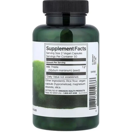 Расторопша, 500 мг, Full Spectrum Milk Thistle, Swanson, 100 веганских капсул: цены и характеристики