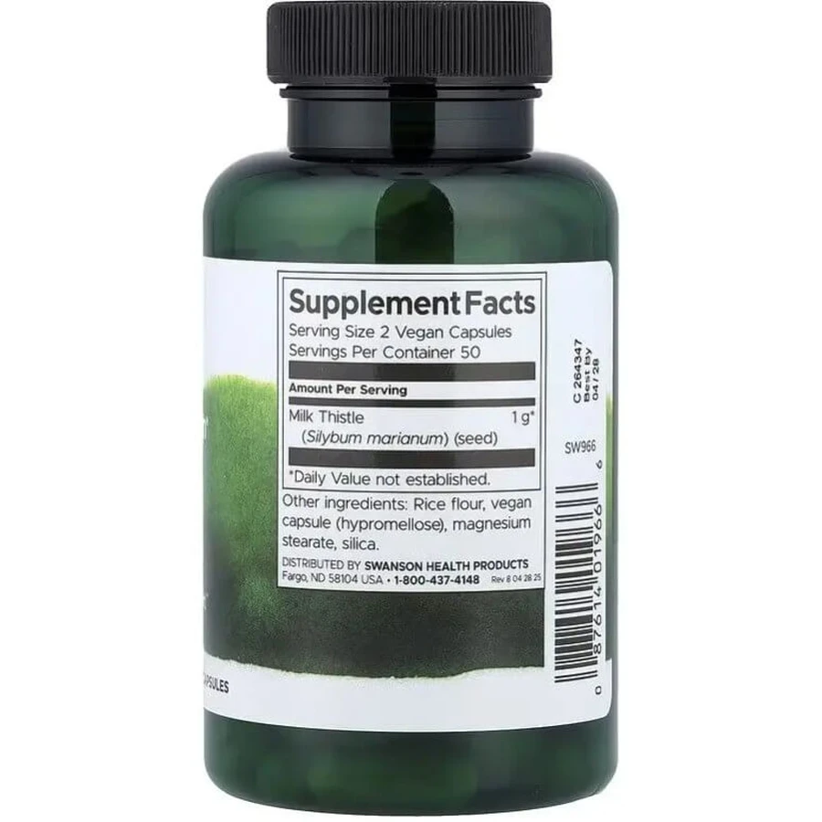 Расторопша, 500 мг, Full Spectrum Milk Thistle, Swanson, 100 веганских капсул: цены и характеристики