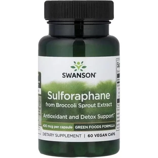 Сульфорафан из экстракта брокколи, 400 мкг, Sulforaphane from Broccoli Sprout Extract, Swanson, 60 веганских капсул