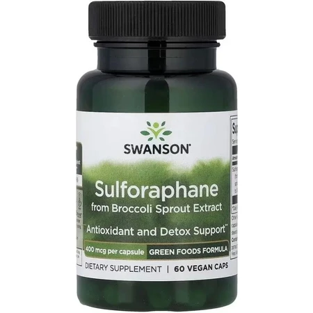 Сульфорафан из экстракта брокколи, 400 мкг, Sulforaphane from Broccoli Sprout Extract, Swanson, 60 веганских капсул: цены и характеристики