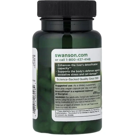 Сульфорафан из экстракта брокколи, 400 мкг, Sulforaphane from Broccoli Sprout Extract, Swanson, 60 веганских капсул: цены и характеристики