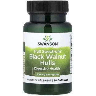 Черный орех, 500 мг, Full Spectrum Black Walnut Hulls, Swanson, 60 капсул
