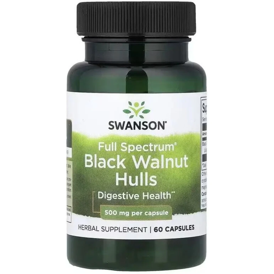 Черный орех, 500 мг, Full Spectrum Black Walnut Hulls, Swanson, 60 капсул: цены и характеристики
