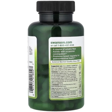 Лушпиння насіння подорожника, 610 мг, Psyllium Husks, Swanson, 100 веганських капсул: ціни та характеристики