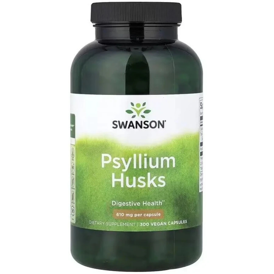 Шелуха семян подорожника, 610 мг, Psyllium Husks, Swanson, 300 веганских капсул: цены и характеристики