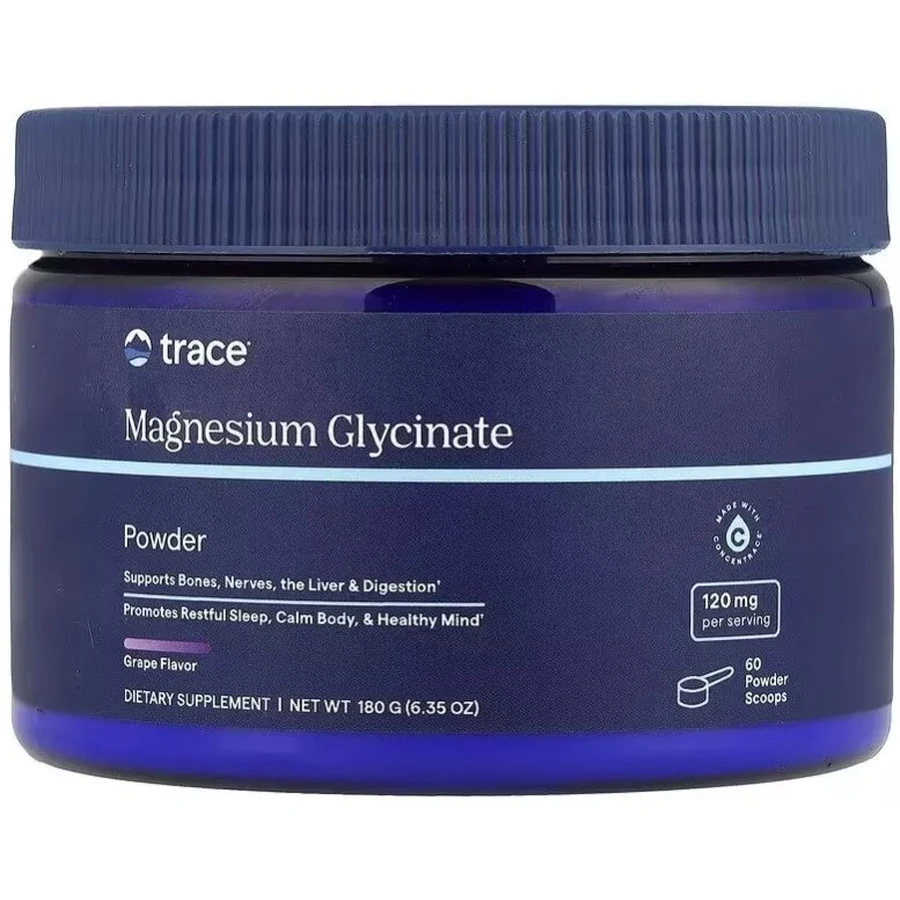 Магній гліцинат, смак винограду, Magnesium Glycinate Powder, Trace, 180 г: ціни та характеристики
