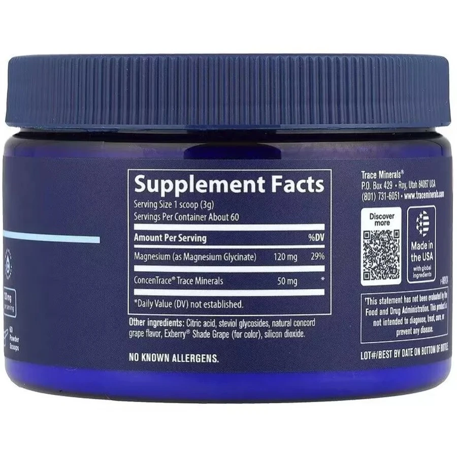 Магній гліцинат, смак винограду, Magnesium Glycinate Powder, Trace, 180 г: ціни та характеристики