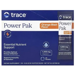 Електроліти, апельсиновий смак, Power Pak, Trace, 30 пакетів по 6 г