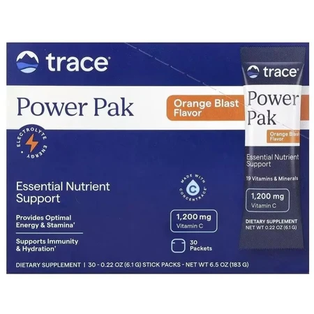 Електроліти, апельсиновий смак, Power Pak, Trace, 30 пакетів по 6 г: ціни та характеристики