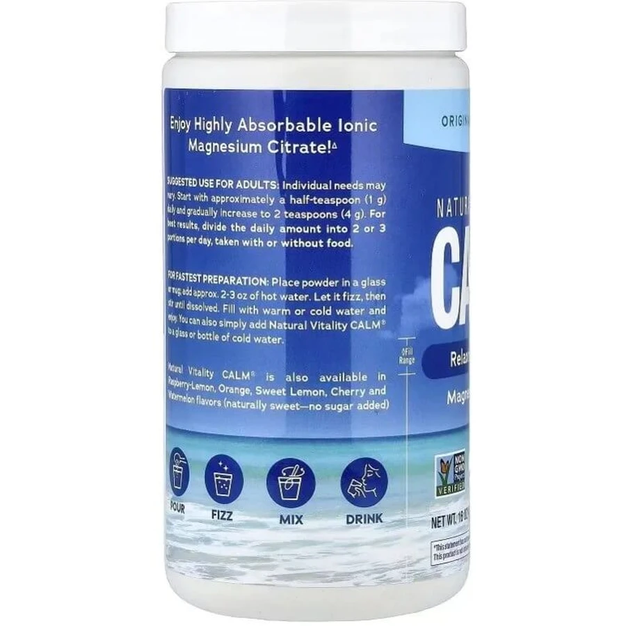 Магний в порошке, 350 мг, без ароматизаторов, CALM, Magnesium Supplement, Natural Vitality, 113 г: цены и характеристики