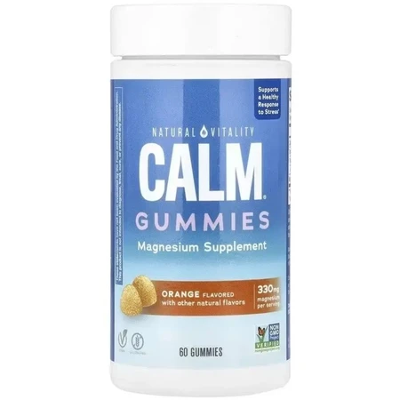 Цитрат Магния, 330 мг, вкус апельсина, CALM, Magnesium Supplement, Natural Vitality, 60 жевательных конфет: цены и характеристики