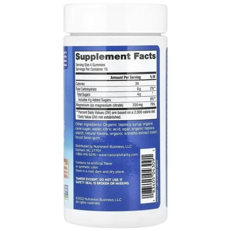 Цитрат Магния, 330 мг, вкус апельсина, CALM, Magnesium Supplement, Natural Vitality, 60 жевательных конфет: цены и характеристики