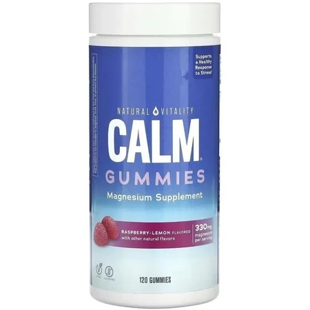 Цитрат Магнію, 330 мг, смак малина лимон, CALM, Magnesium Supplement, Natural Vitality, 120 жувальних цукерок: ціни та характеристики