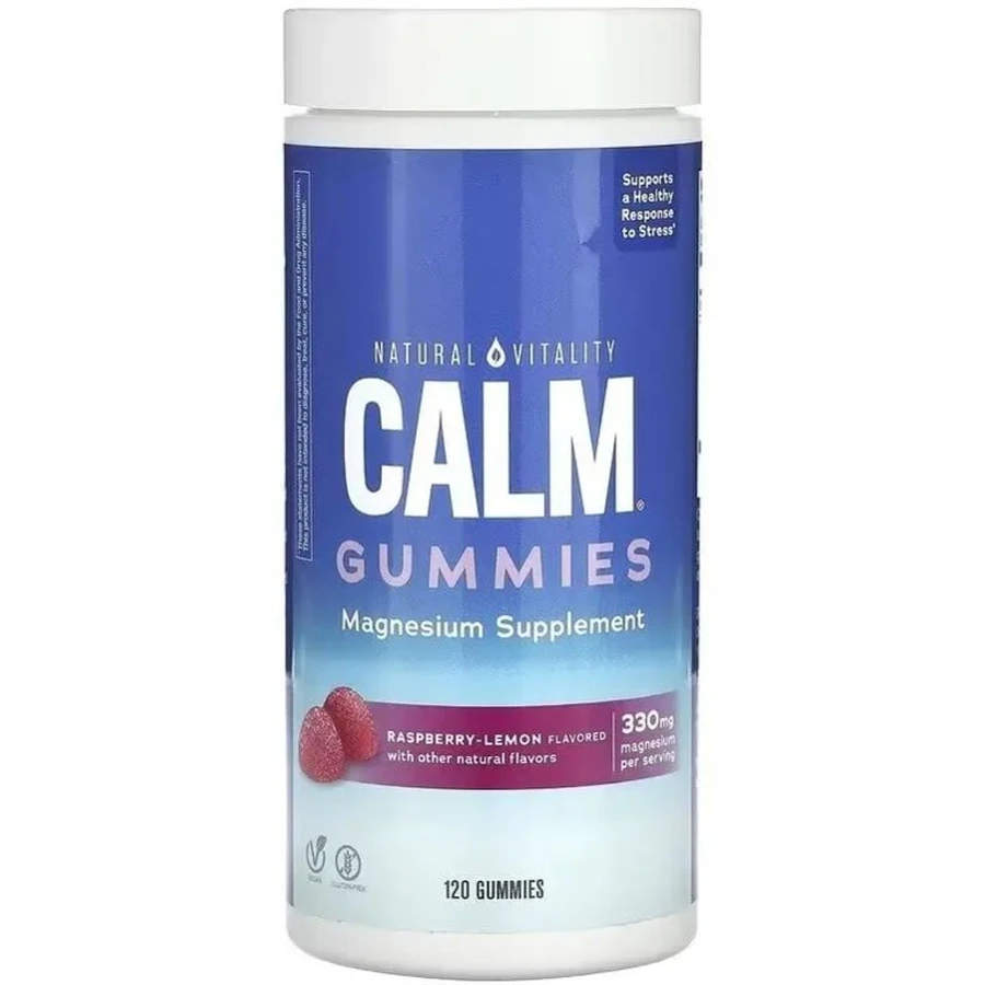 Цитрат Магнію, 330 мг, смак малина лимон, CALM, Magnesium Supplement, Natural Vitality, 120 жувальних цукерок: ціни та характеристики