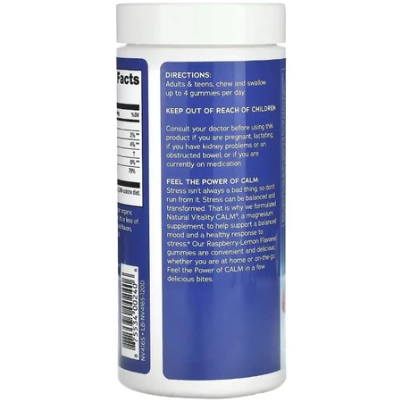 Цитрат Магнію, 330 мг, смак малина лимон, CALM, Magnesium Supplement, Natural Vitality, 120 жувальних цукерок: ціни та характеристики