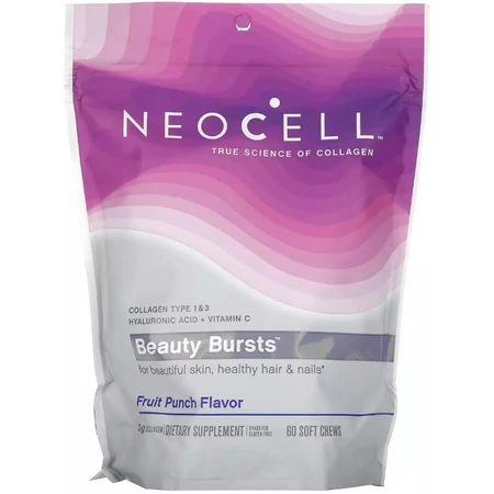 Колаген Сплеск Краси, 1 г, смак фруктового пуншу, Collagen, Beauty Bursts, NeoCell, 60 жувальних таблеток: ціни та характеристики