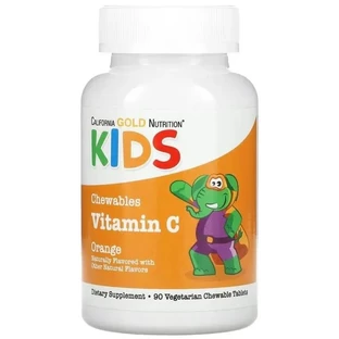 Вітамін C з біофлавоноїдами для дітей, смак апельсину, Vitamin C with Bioflavonoid Complex for Children, California Gold Nutrition, 90 жувальних таблеток