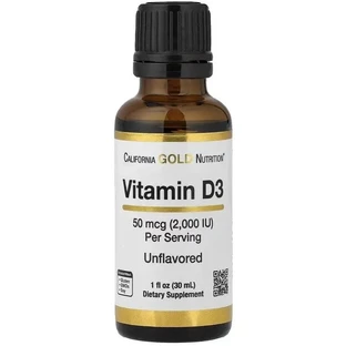 Витамин D3 в каплях, 50 мкг (2000 МЕ), без вкуса, Vitamin D3, California Gold Nutrition, 30 мл