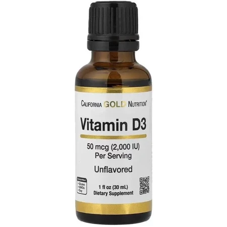 Вітамін D3 у краплях, 50 мкг (2000 МО), без смаку, Vitamin D3, California Gold Nutrition, 30 мл: ціни та характеристики