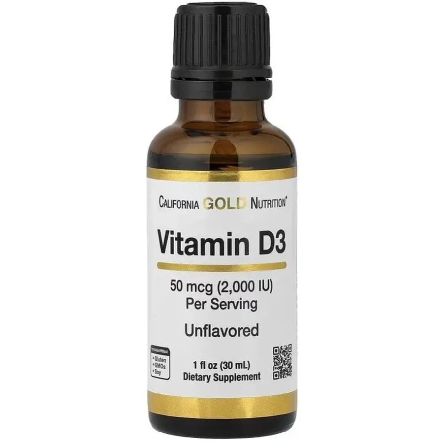Вітамін D3 у краплях, 50 мкг (2000 МО), без смаку, Vitamin D3, California Gold Nutrition, 30 мл: ціни та характеристики