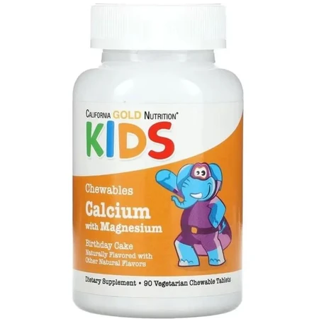 Кальций и Магний для детей, вкус торта, Chewable Calcium with Magnesium For Children, California Gold Nutrition, 90 жевательных таблеток: цены и характеристики