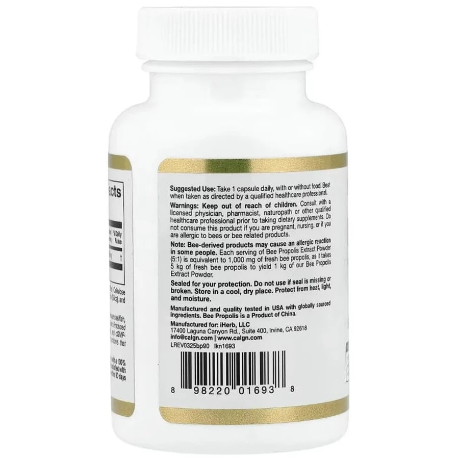 Прополіс бджолиний 1000 мг, Bee Propolis, California Gold Nutrition, 90 капсул: ціни та характеристики
