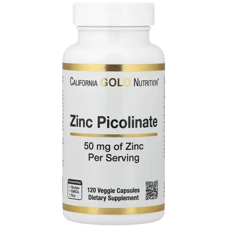 Цинк пиколинат, 50 мг, Zinc Picolinate, California Gold Nutrition, 120 вегетарианских капсул: цены и характеристики