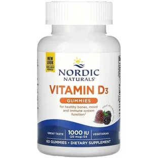 Вітамін D3, 25 мкг (1000 МО), смак ягід, Vitamin D3, Nordic Naturals, 60 жувальних цукерок