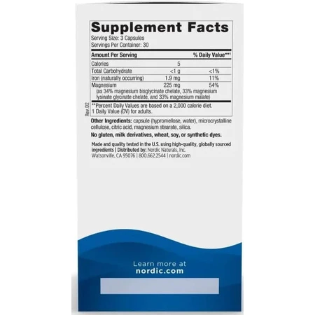 Магнію, 225 мг, Magnesium Complex, Nordic Naturals, 90 капсул: ціни та характеристики