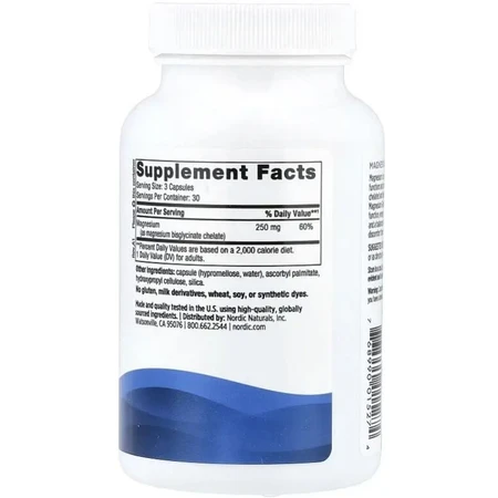 Магний глицинат, 250 мг на порцию, Magnesium Glycinate, Nordic Naturals, 90 капсул: цены и характеристики