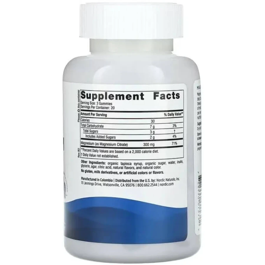 Магній, 300 мг на порцію, смак чорниці та лаванди, Magnesium, Nordic Naturals, 60 жувальних цукерок: ціни та характеристики
