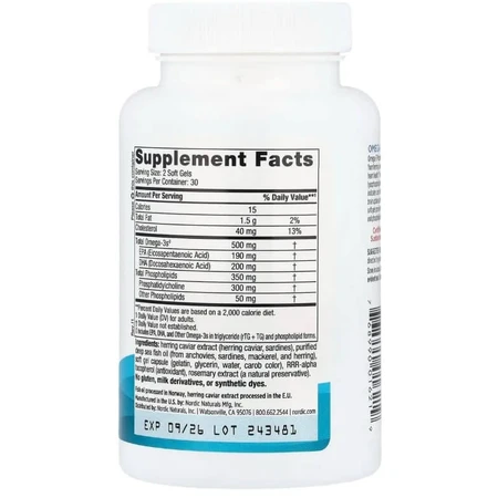 Омега-3 з фосфоліпідами, Omega-3™ Phospholipids, Nordic Naturals, 60 гелевих капсул: ціни та характеристики