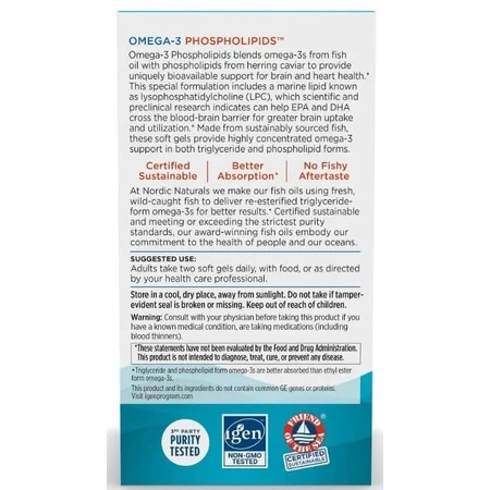 Омега-3 з фосфоліпідами, Omega-3™ Phospholipids, Nordic Naturals, 60 гелевих капсул: ціни та характеристики