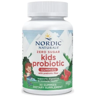Пробіотики для дітей без цукру, смак полуниці та кавуна, Zero Sugar Kids Probiotic Gummies, Nordic Naturals, 30 жувальних таблеток