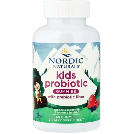 Пробиотики для детей, вкус ягод, Kids Probiotic Gummies, Nordic Naturals, 60 жевательных таблеток: цены и характеристики