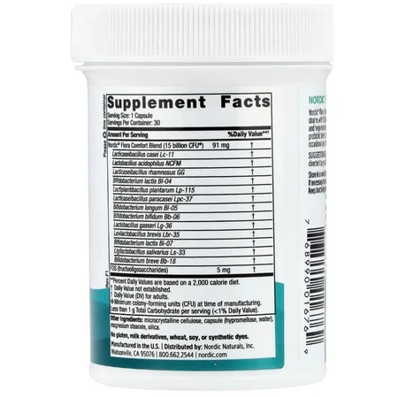 Пробиотики, 15 млрд КОЕ, Nordic Flora Probiotic, Comfort, Nordic Naturals, 30 капсул: цены и характеристики