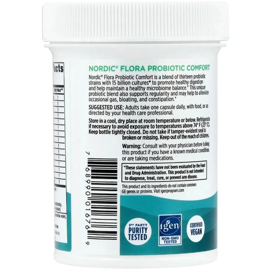 Пробиотики, 15 млрд КОЕ, Nordic Flora Probiotic, Comfort, Nordic Naturals, 30 капсул: цены и характеристики