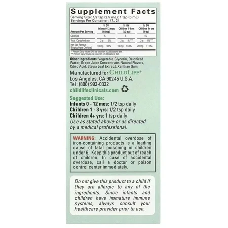Железо жидкое, вкус ягод, Liquid Iron, ChildLife Clinicals, 118 мл: цены и характеристики